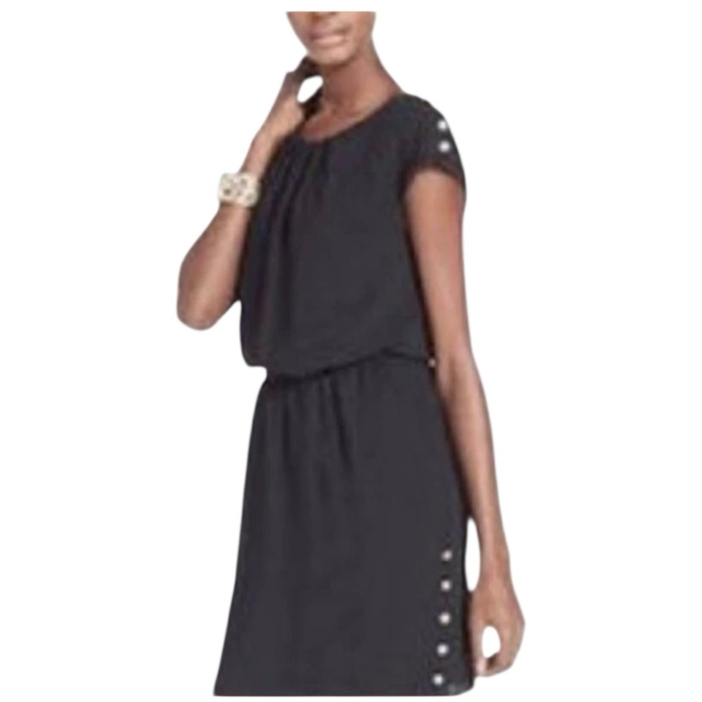 Guess Button Detail Little Black Dress Women’s Size 10 Cap Sleeve Tie Waist